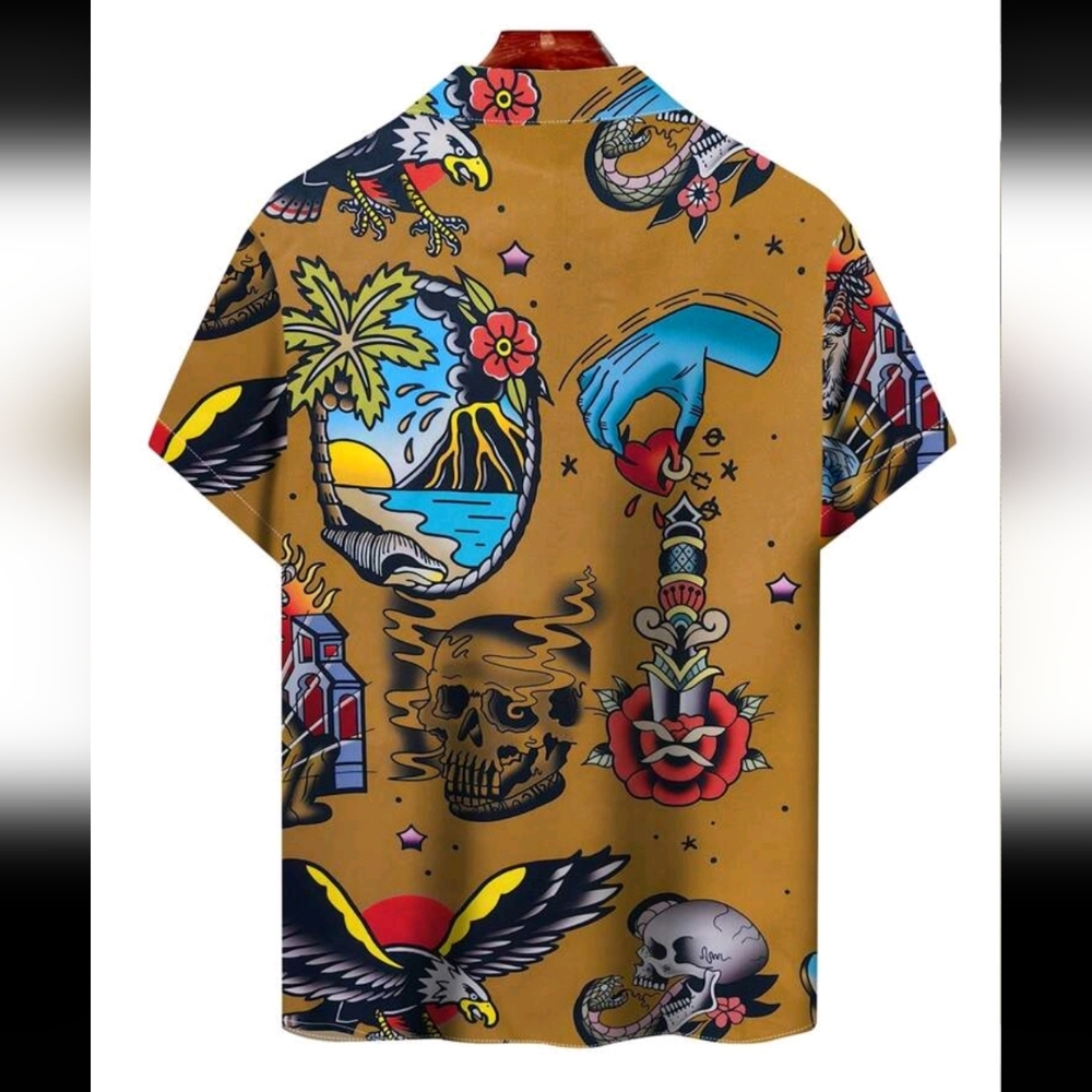 Manfinity RSRT Loose Casual Short Sleeve Shirt W Palm Tree - Picture 2 of 2